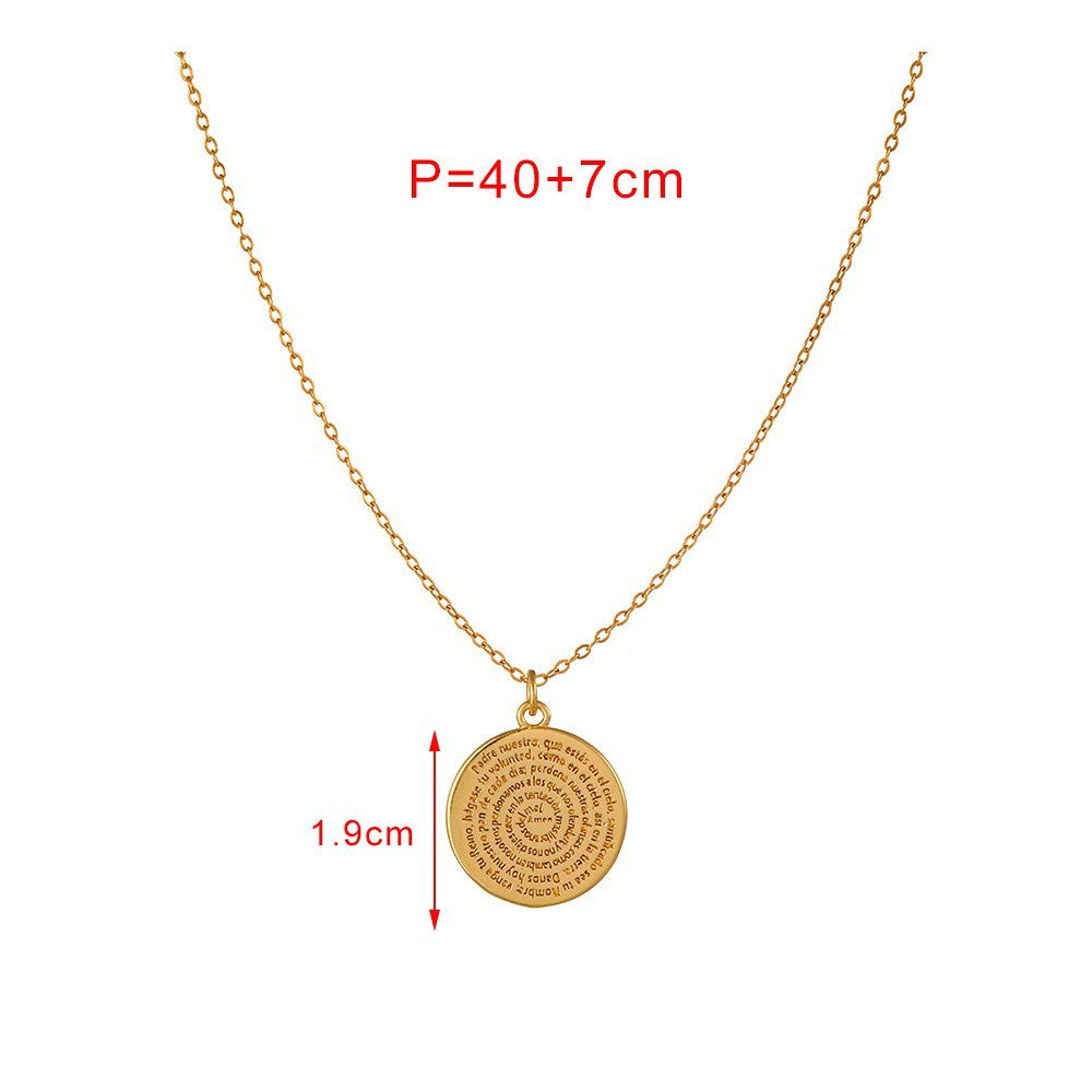 Women's Titanium Steel Round Letter Vintage Yoga Symbol Necklaces