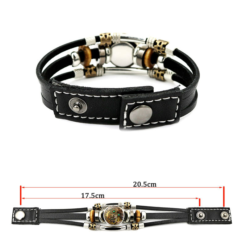 Leder- und Retro-Punk-Armbänder mit mechanischem Zahnradmuster für Damen und Herren