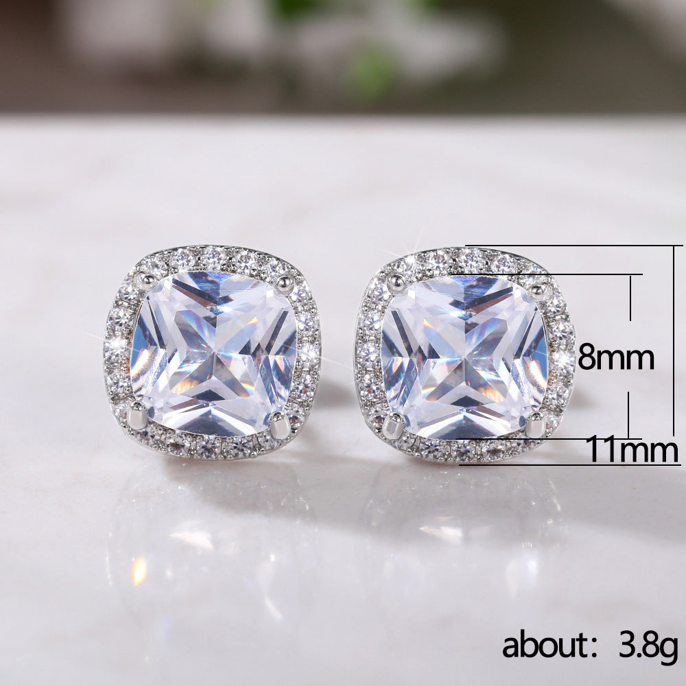 Creative Charming Shi Classic Square Zircon Earrings