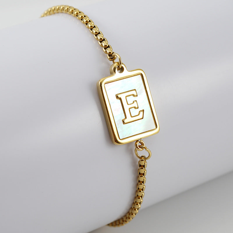 Bracelets carrés en acier inoxydable pour femmes, lettres de coquille Lala