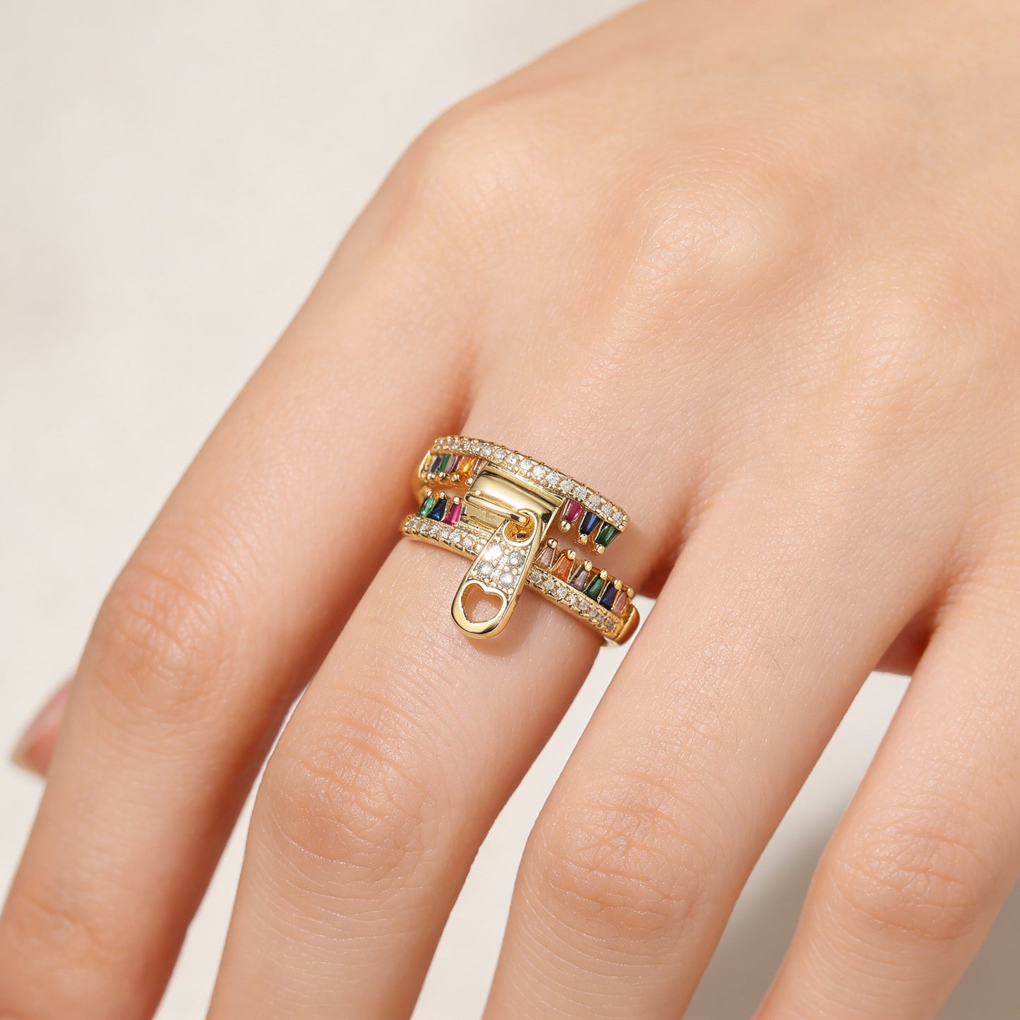 Korean Zircon Female Gold-plated Stylish Opening Niche Ring