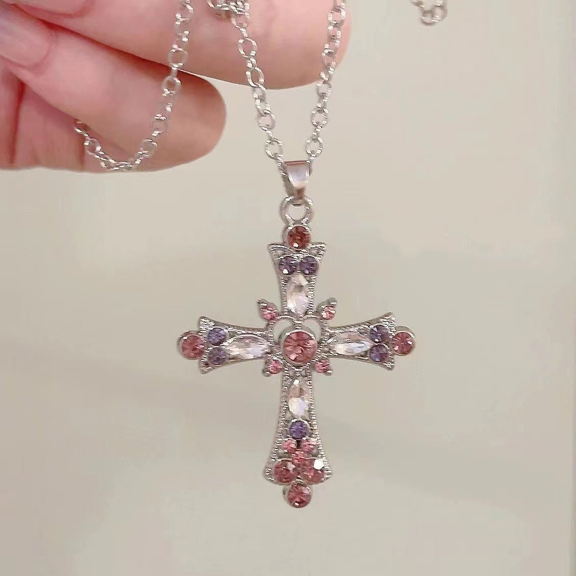 Style Hot Cross Female Diamond Gothic Design Necklace