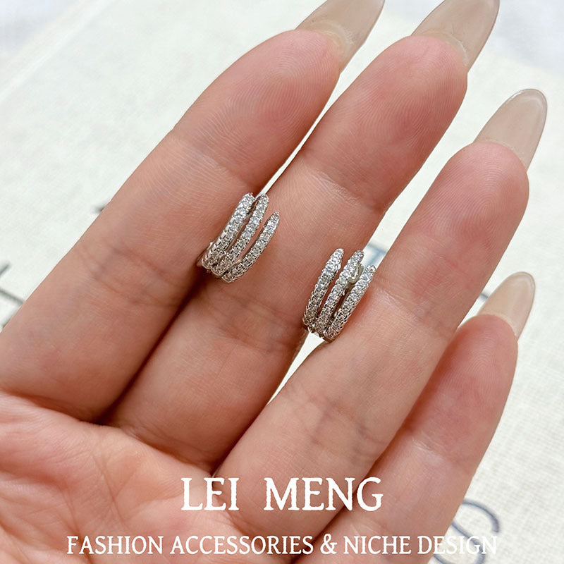Women's Cold Style Zircon Retro High Sense Temperament Clip Personality Affordable Ear Buckle