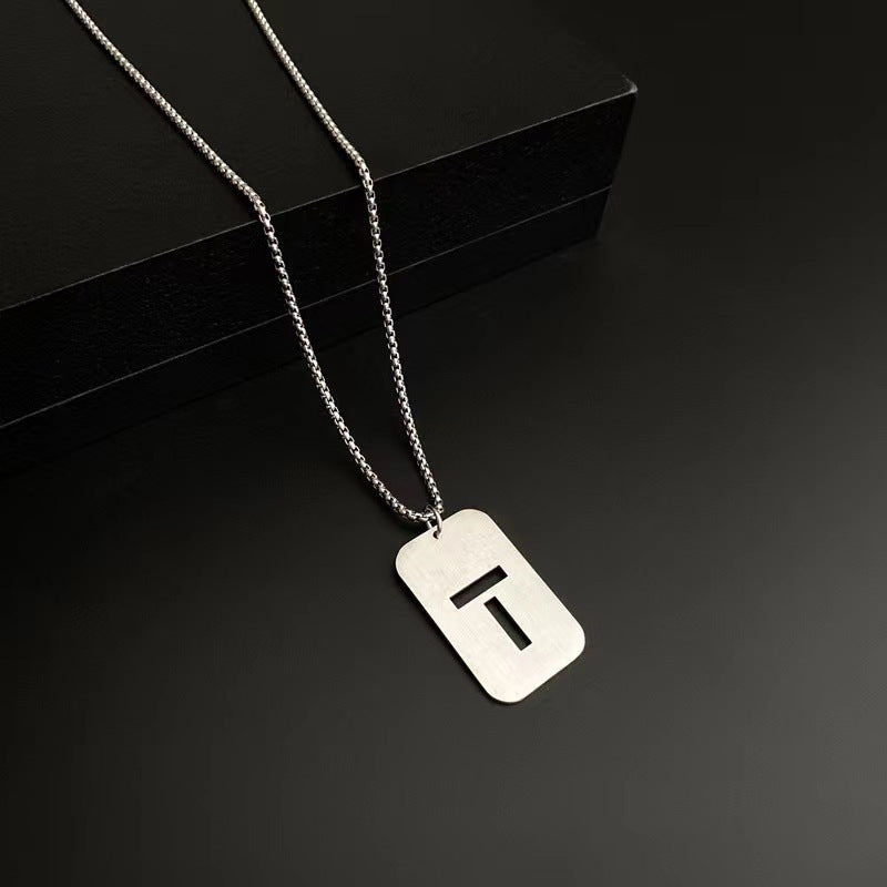 Men's Titanium Steel Female Letter Nameplate Pendant Necklaces