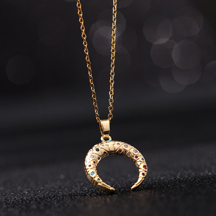 Moon Zircon Fashion Gold Plated Geometric Necklaces