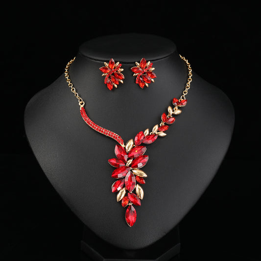 Bridal Alloy Diamond Crystal Glass Color Necklaces