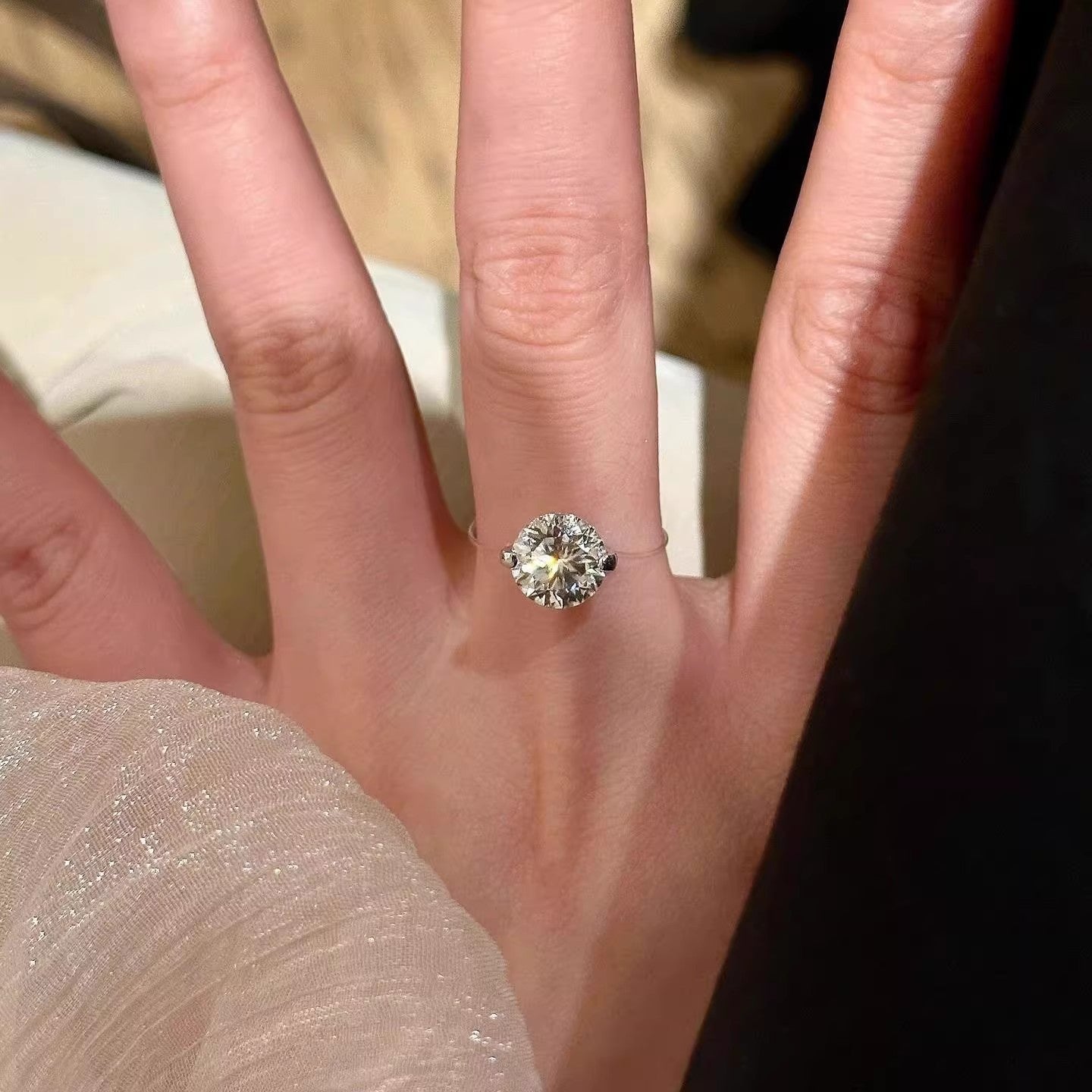 Women's Tears Imitation Single Rhinestone Light Luxury High-grade Fish Line Zircon Ring