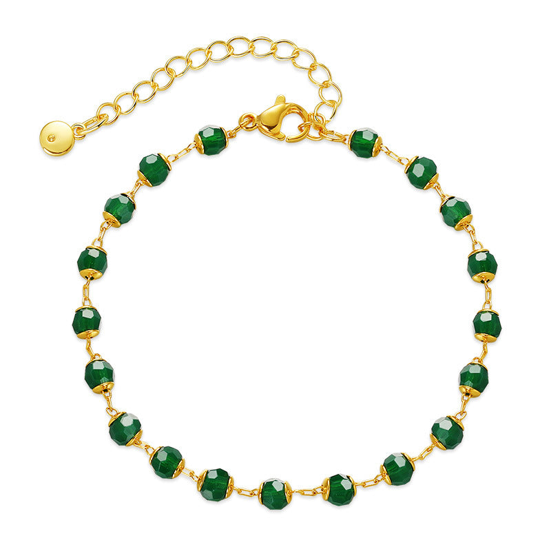 Real Gold Simple Green Gem Acrylic Material Bracelets