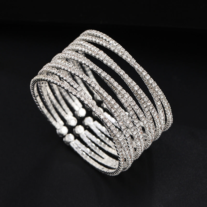 Steel Wire Wide Open Cross Elastic Combination Bracelets