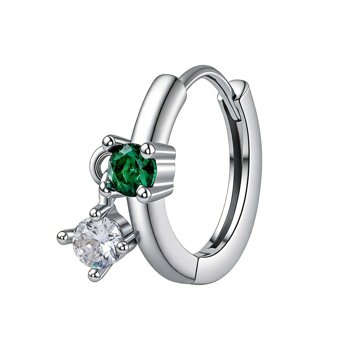 Gold Clip Female Temperament Wild Inlaid Emerald Zircon Earrings