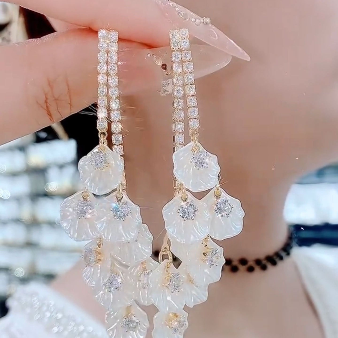Imitation Shell Flower Elegant Tassel Casual Vacation Style Light Luxury Rings