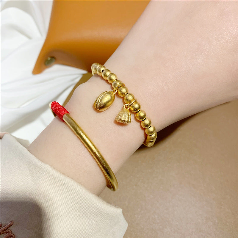 Female Sand Gold Colorfast Lotus Seedpod Bracelets