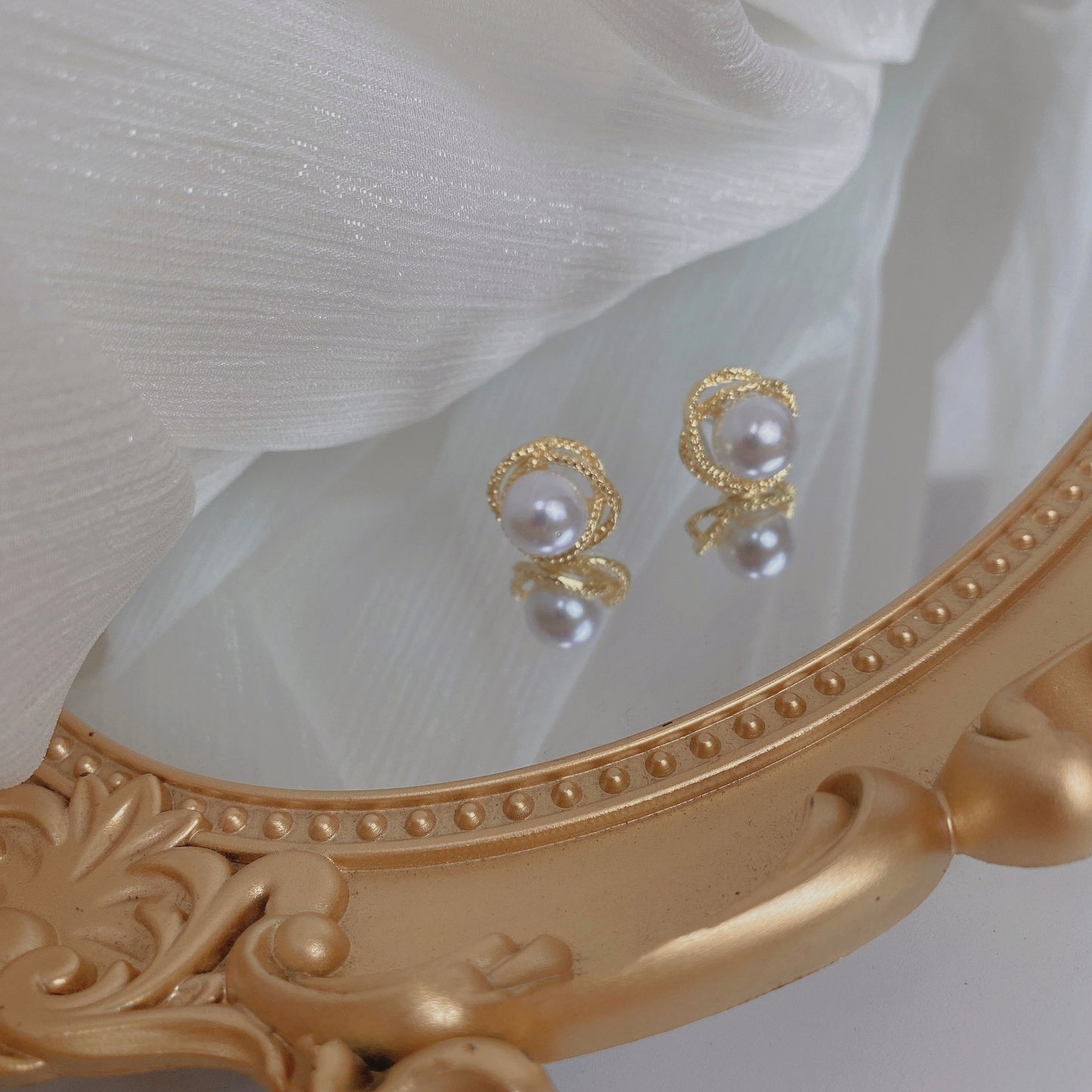 Sier Needle French Elegant Bud Pearl Earrings