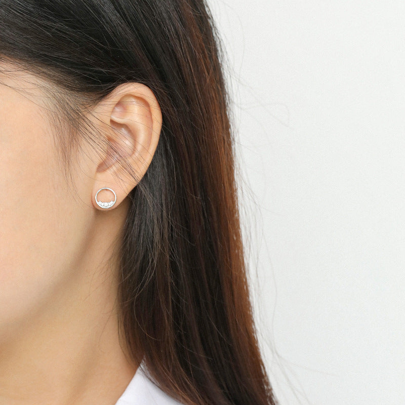 Korean Style Sterling Sier Minimalist Micro Rhinestone Earrings