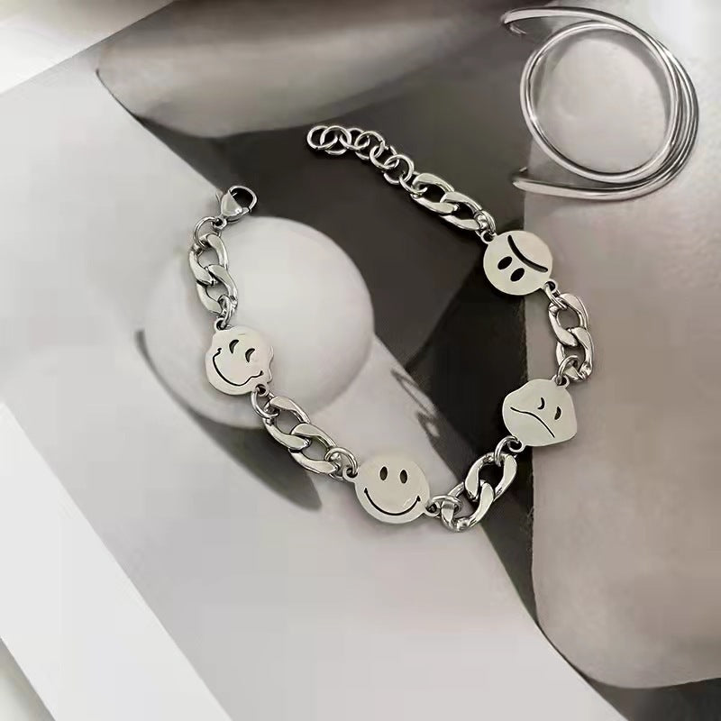 Women's & Men's & Steel No Fading Fashion Smiley And Cool Design Cold Bracelets