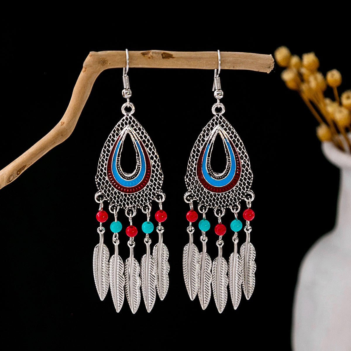 Tassel Turquoise Retro Minority Ethnic Style Earrings