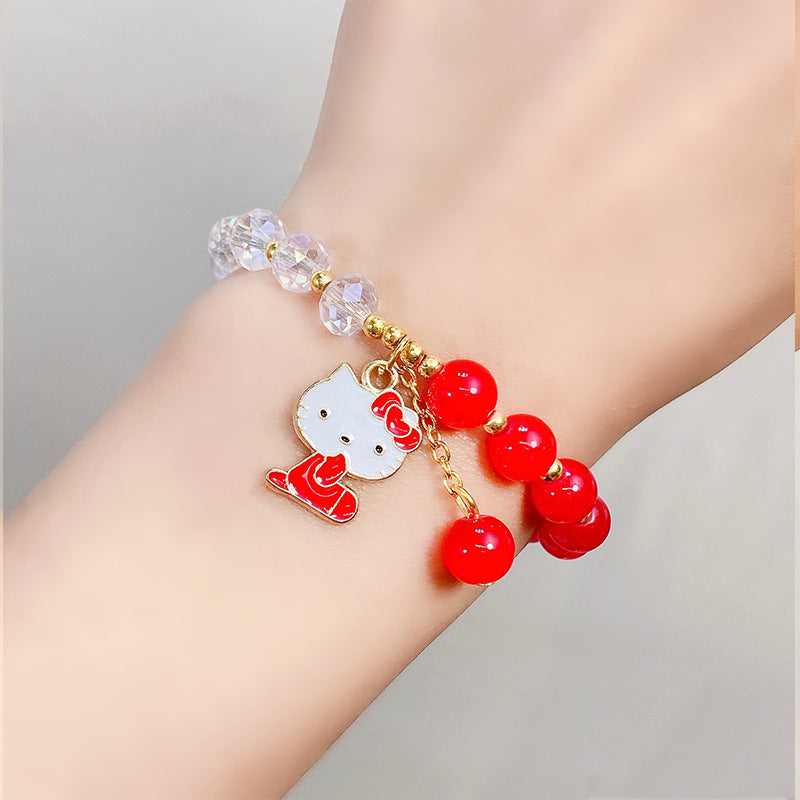 Children's Glaze Beaded Princess Cartoon Crystal Flowers Bracelets