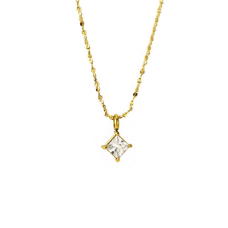 Zircon Clavicle Chain Female Titanium Steel Gold Plated Niche Design Necklaces