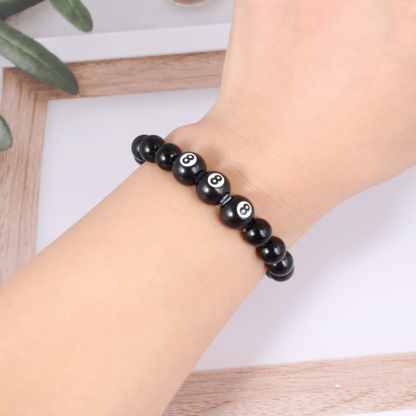 Men's Acrylic Number Volleyball Basketball Sports Imitation Obsidian Bracelets