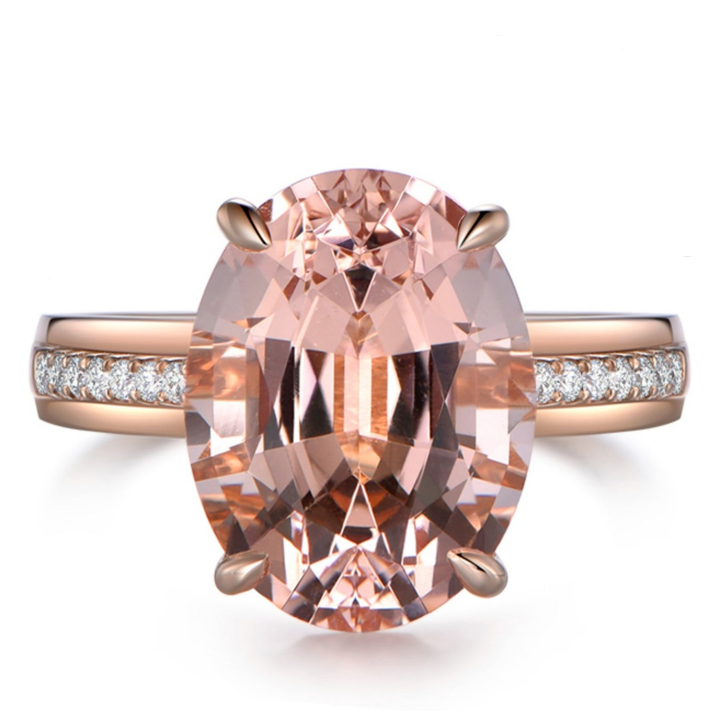 Natural Morganite Temperamental Popular Gold Plated Orange Pink Rings