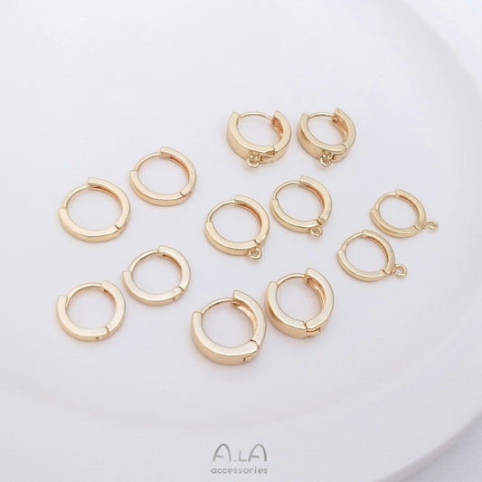 Gold-plated Color Retention Flat Ear Round Band Earrings
