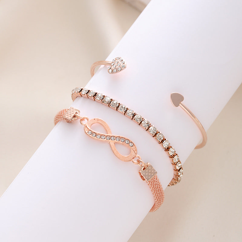 Women's Heart With Opening Creative Simple Peach Rose Gold Bracelet