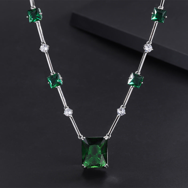 Of Atmospheric Artificial Emerald Crystal Ear Retro Easy Matching Light Jewelry Set