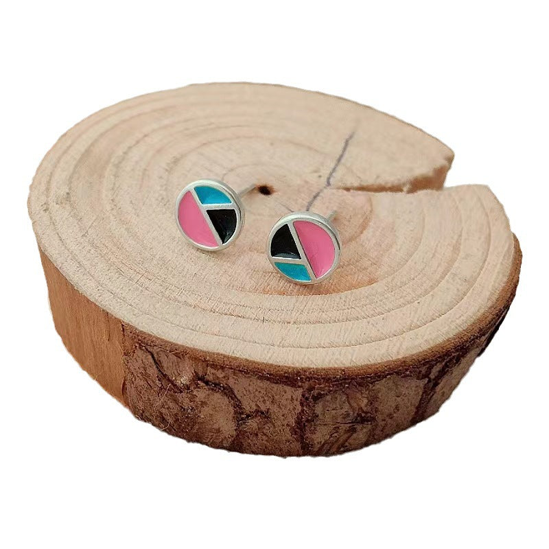 Women's Design Trendy Simple Personality Three Colors Circular Earrings