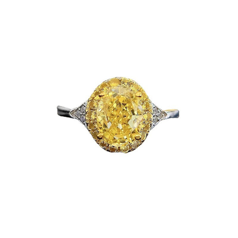 Women's Luxury Fashion Simple Egg-shaped Yellow Diamond Rings