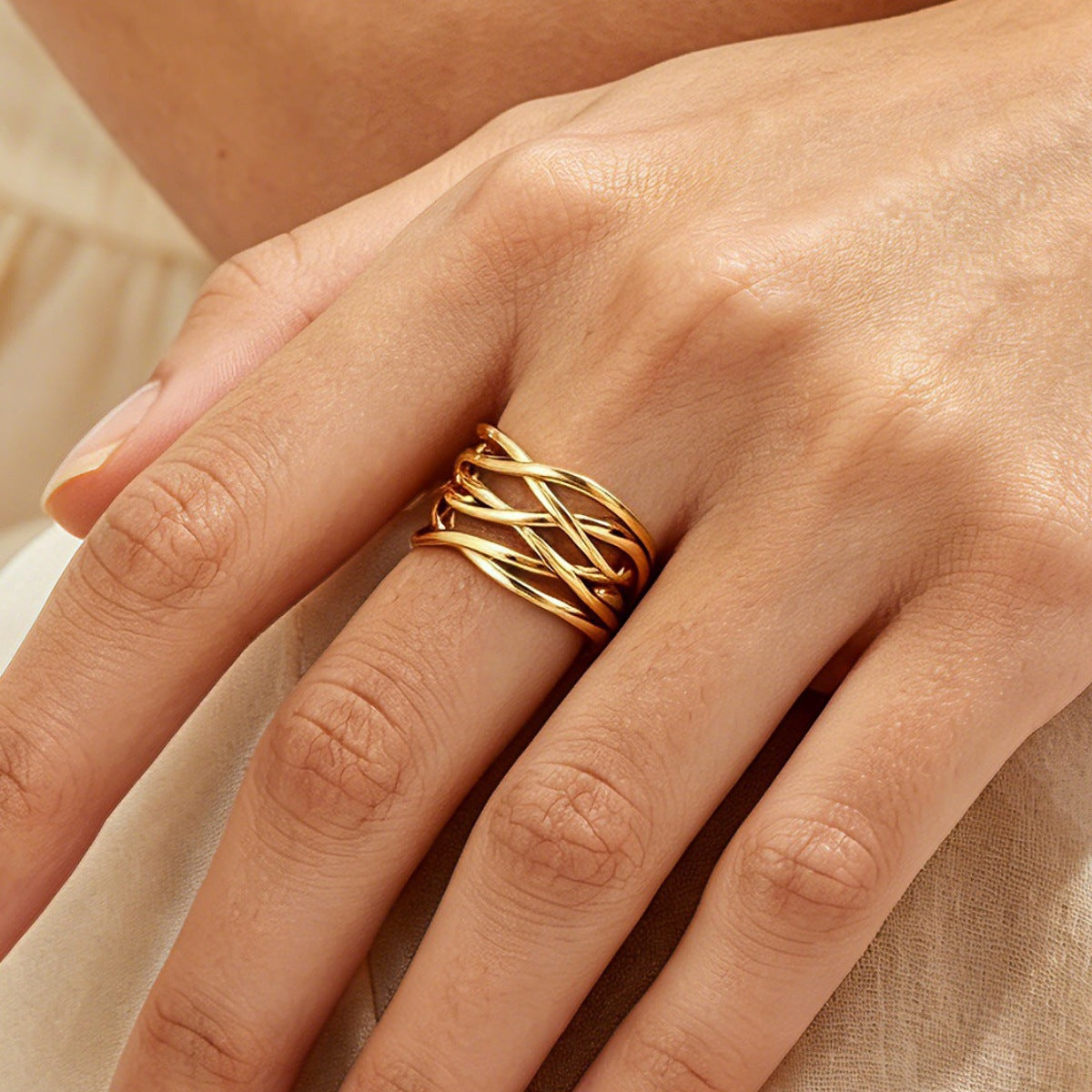 Women's Heart Geometric Stainless Steel Fashion Gold-plated Starfish Ring