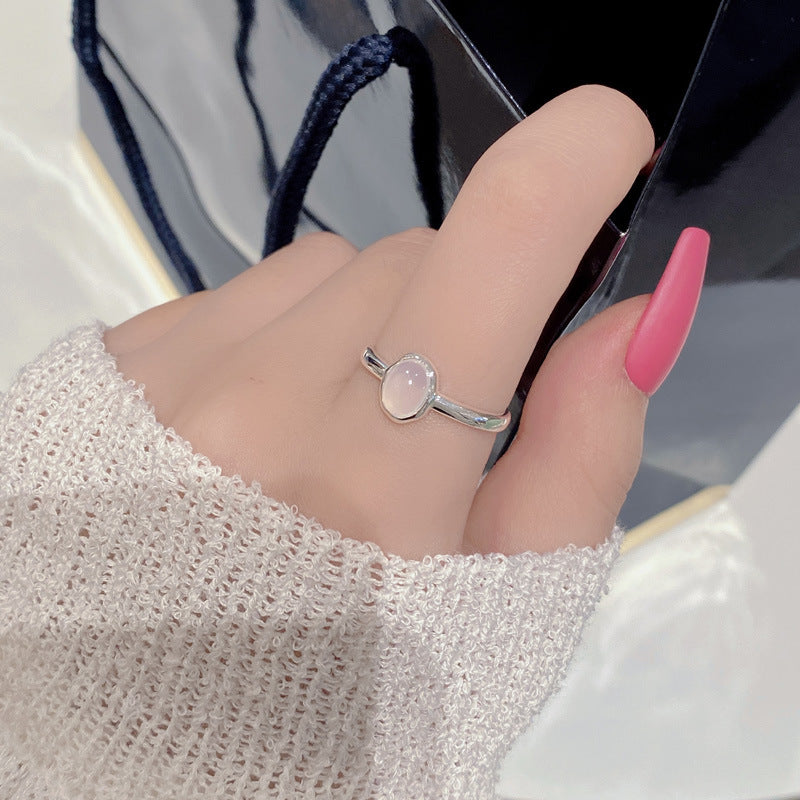 Chalcedony Design Geometric Ellipse Shape Casual Rings