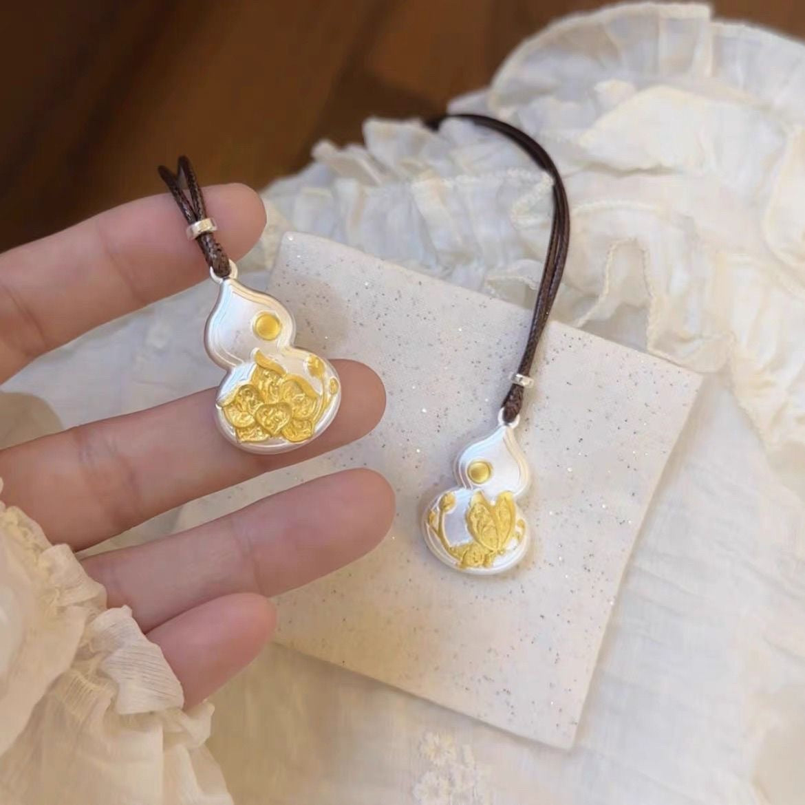 Fu Lu Pendent Calabash Solid Chinese Necklace