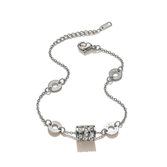 Women's Roman Small Waist Stainless Steel Fashion Twin Titanium No Bracelet