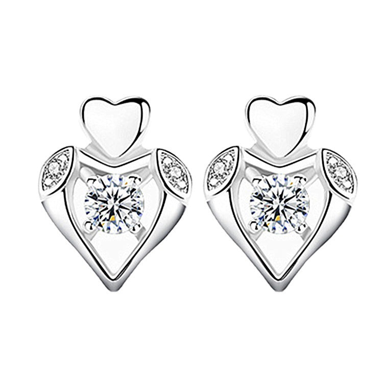 Boucles d'oreilles en forme de cœur d'amour en argent de Style coréen pour femmes