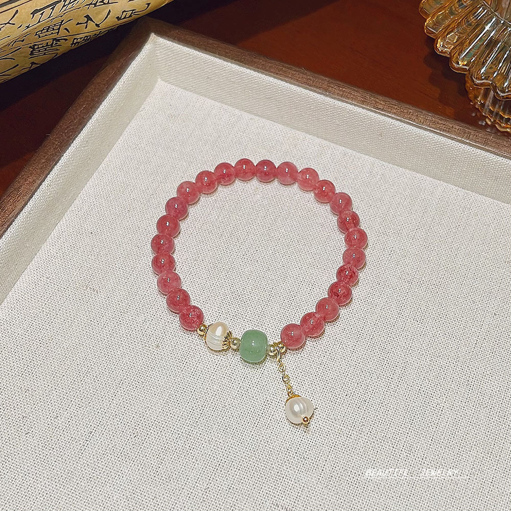 Bracelets à quartz fraise gracieux de luxe pour femmes