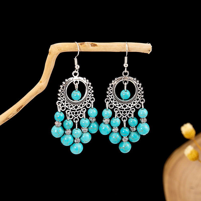 Tassel Turquoise Retro Minority Ethnic Style Earrings