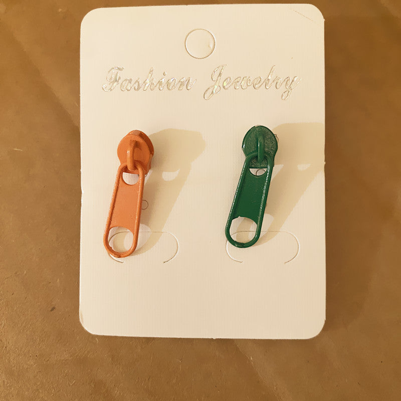 Women's Cute Summer Colorful Zipper Buckle Personalized Earrings