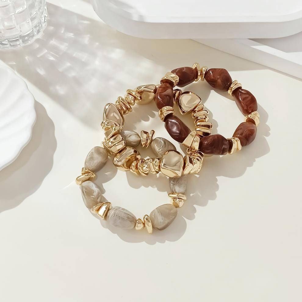 Bohemian Natural Stone Imitated Acrylic Irregular Bracelet