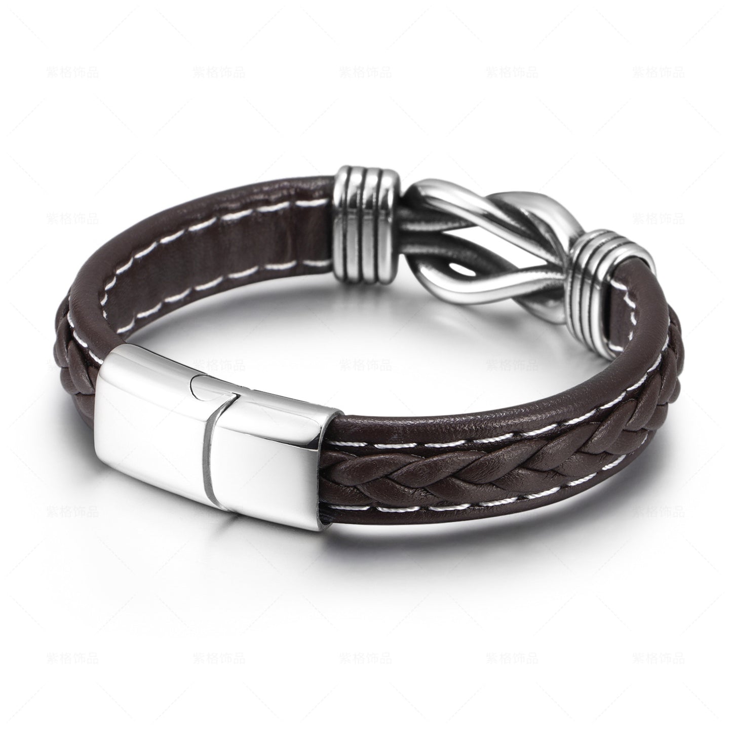 Bijoux de style ethnique pour hommes Bracelets tissés à la main en acier inoxydable