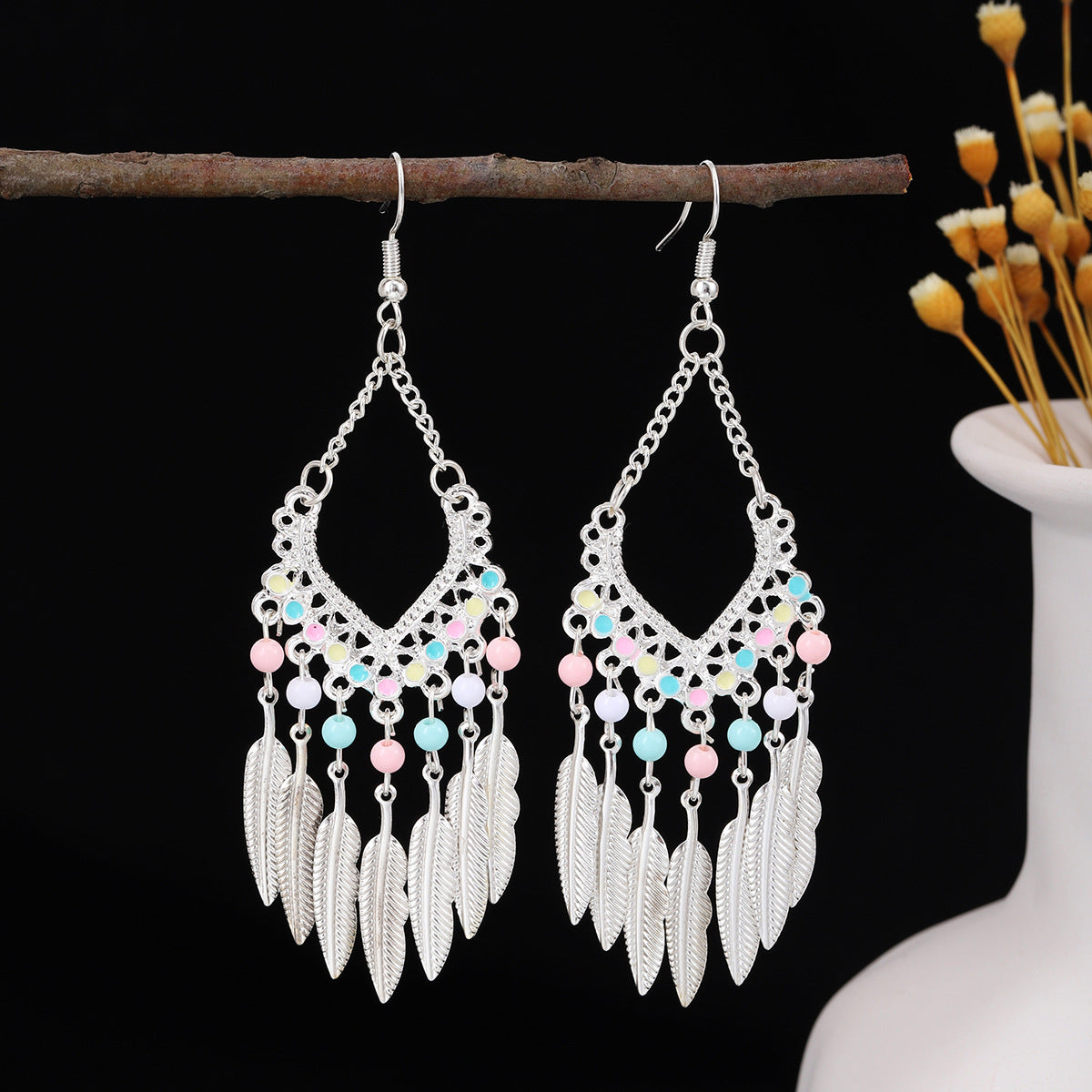 Geometric Round Ethnic Bohemian Retro Tourist Attractions Long Earrings