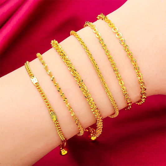 Women's Caterpillar Water Ripple Bead Alluvial Gold Bracelets