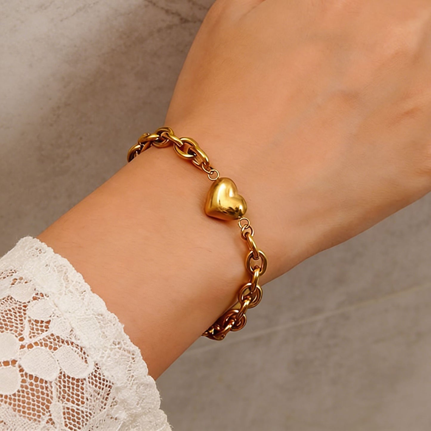 Women's Heart-shaped Titanium Steel Versatile Style Fashion Bracelet