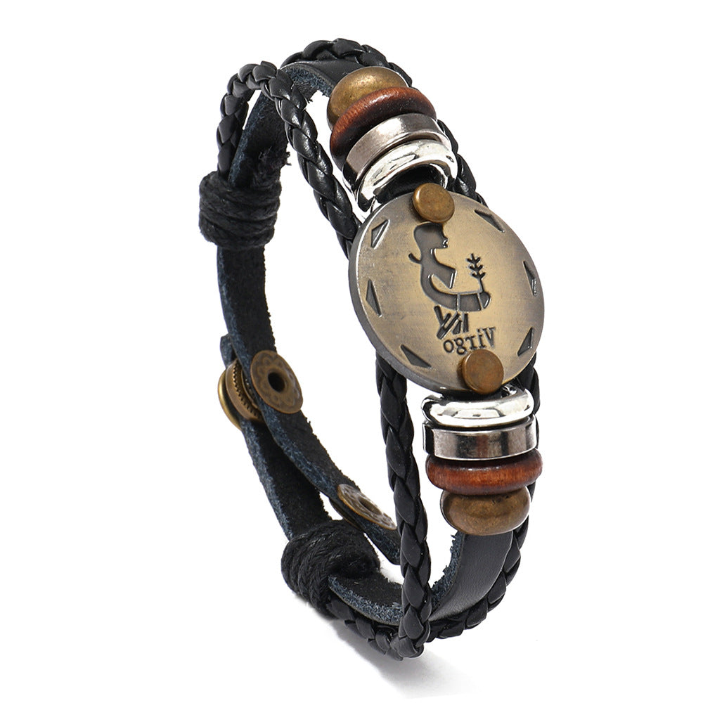Bracelets de taille réglable en cuir de bétail Constellation, cadeau d'anniversaire