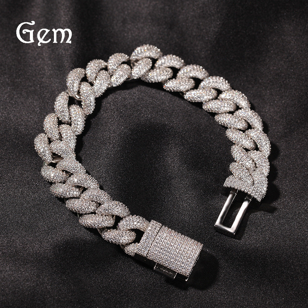 Men's Hop Full Diamond Cuban Three-dimensional Versatile Bracelets