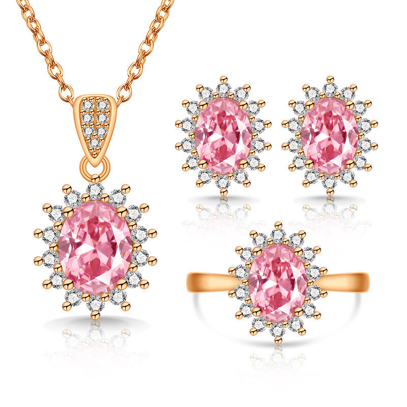 Live Broadcast Colored Gems Fashion Simulation Jewelry Set