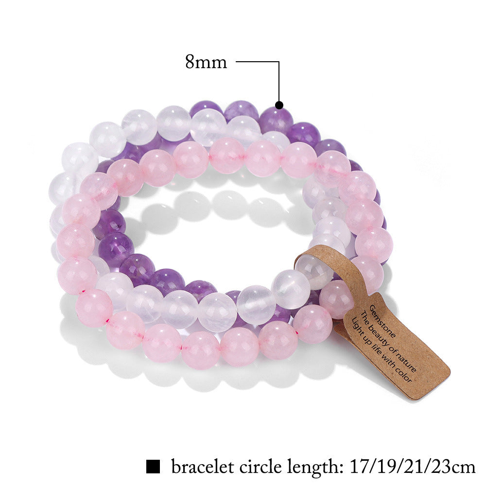 Damen-Armbänder aus Naturstein-Kristallperlen, Amethyst-Kombination