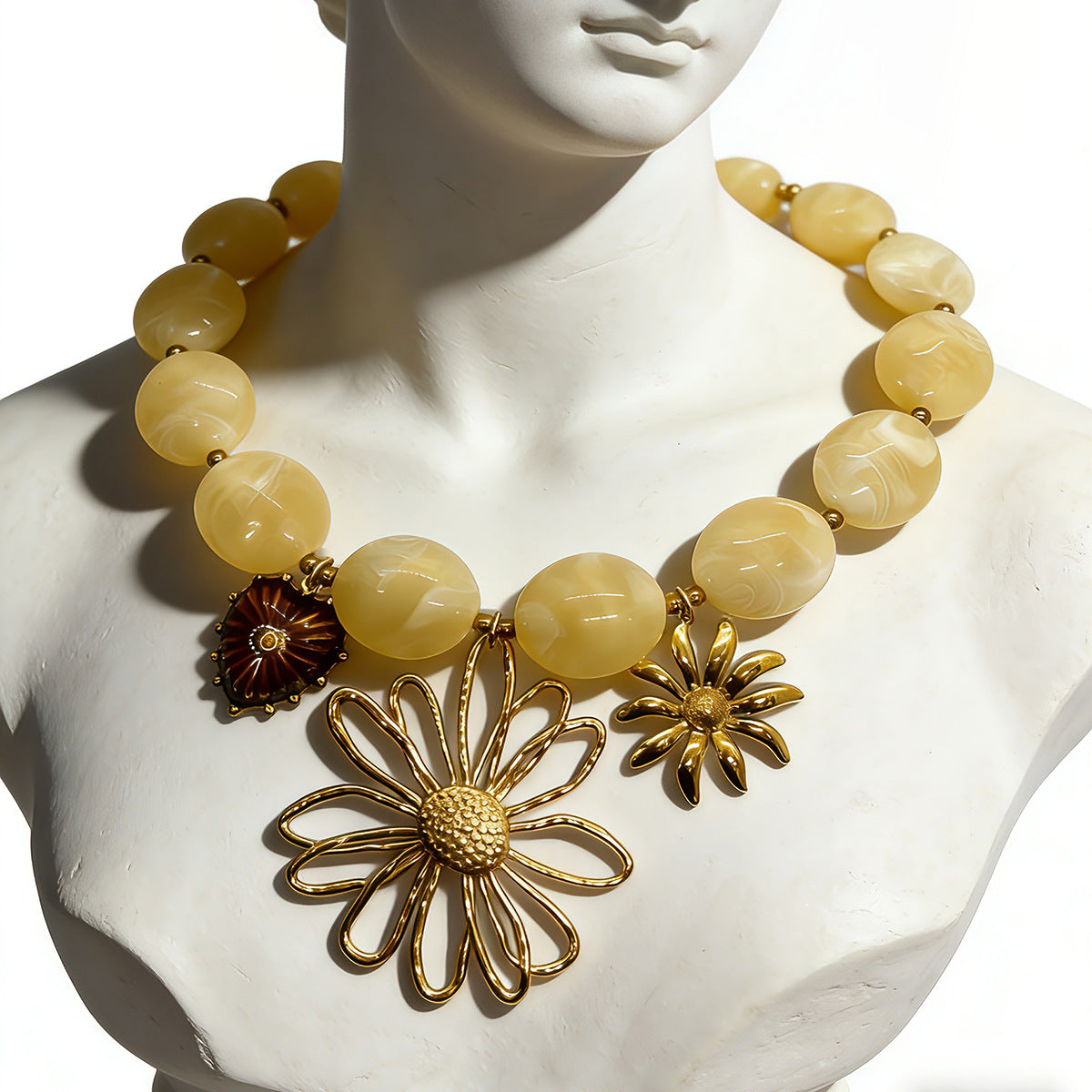 Women's Exaggerated Stainless Steel Gold Beaded Light Luxury Minority Pendants