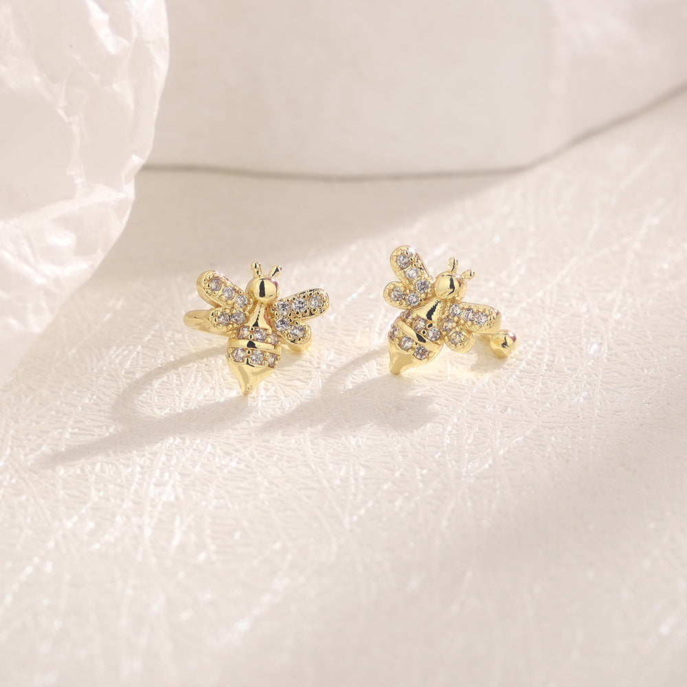 Full Diamond Mini Bee Popular Super Flash Refined Zircon Ear Clip