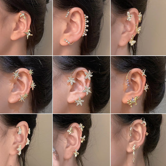 Diamond Butterfly Female Fashion Exaggerated Wings Ear Clip