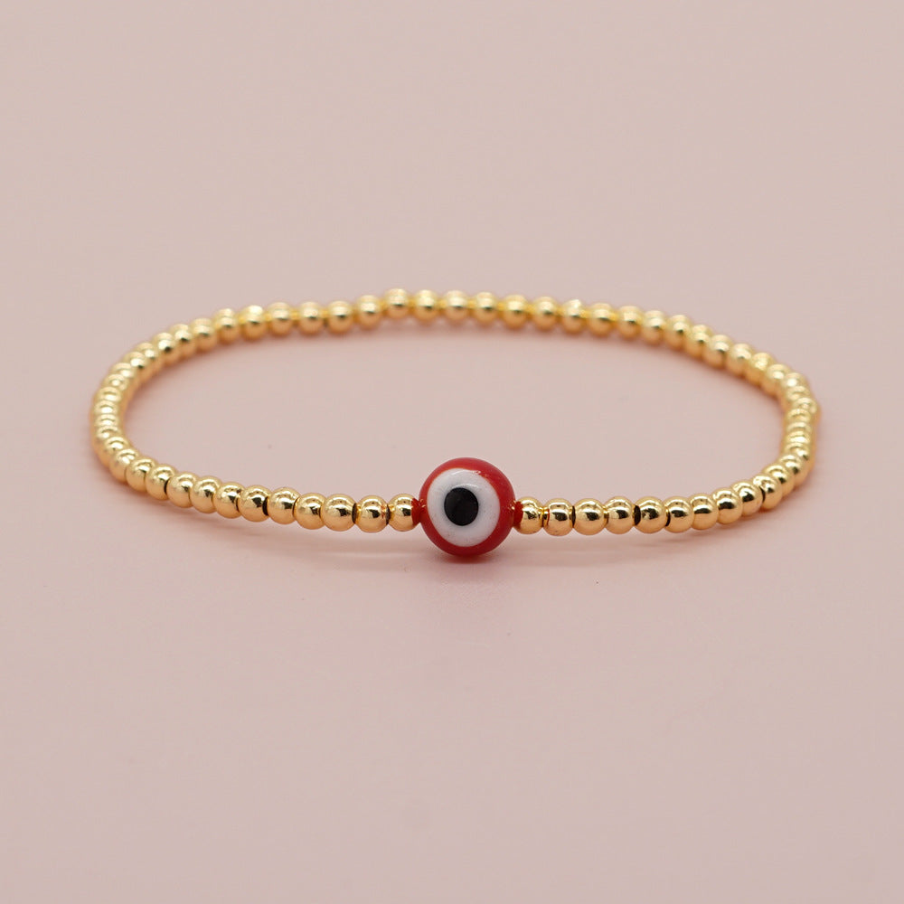 Red Glass Eyes Devil's Copper Bead Electroplated Bracelets